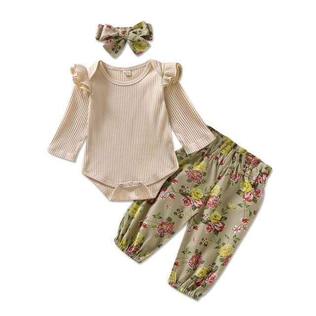 Girl's Clothing B / 6M Butterfly Sleeve Romper Floral Pant Outfit