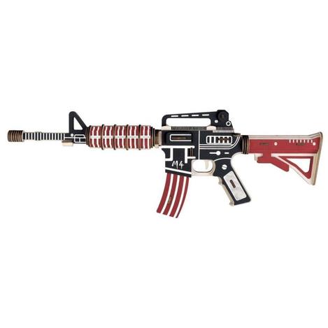 Natural Wood 3D Puzzle 17" M4 Assault Rifle Craft Building Set