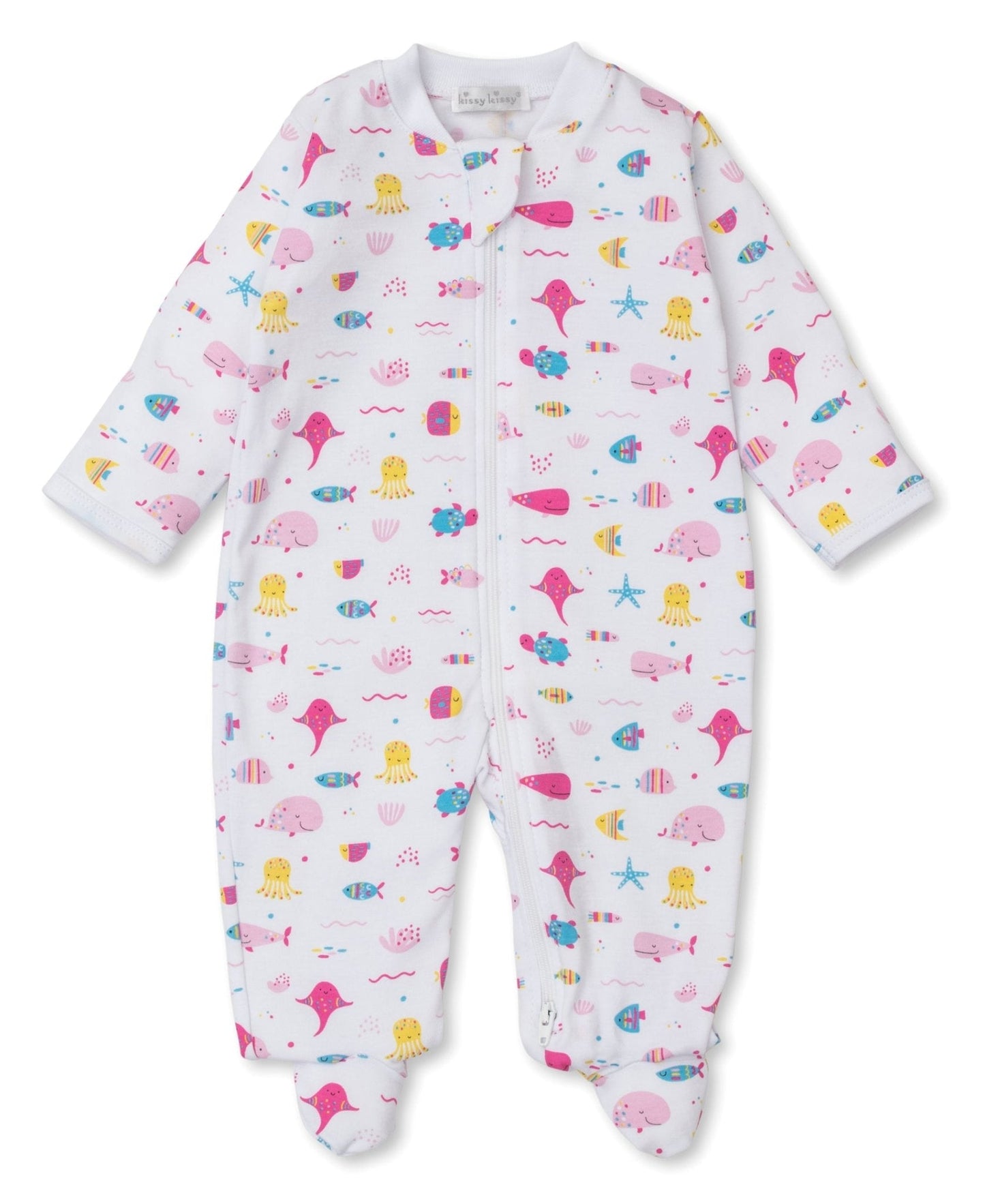 Sea Life Fun Pink Zip Footie