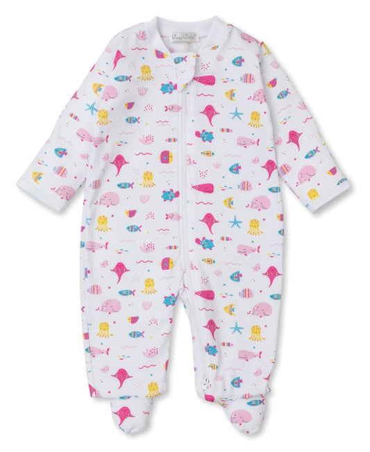 Sea Life Fun Pink Zip Footie